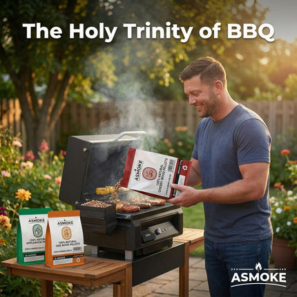ASMOKE Essential Portable Smart Pellet Grill & Smoker + Assorted Flavors 20LBs (9kg) Premium Wood Pellets (Oak/Cherry/Apple).