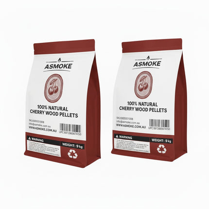 ASMOKE 100% Natural Cherry Wood BBQ Smoker Pellets (9kg / 20lbs) x2.