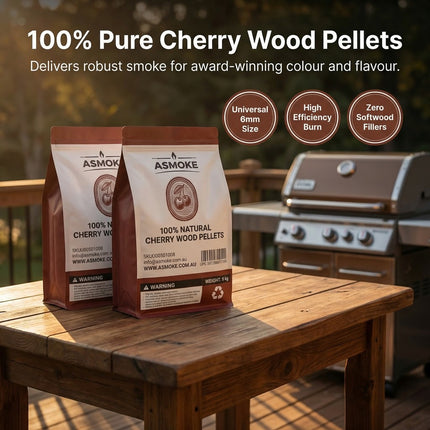 ASMOKE 100% Natural Cherry Wood BBQ Smoker Pellets (9kg / 20lbs) x2.
