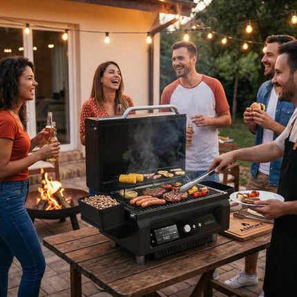 ASMOKE Essential Portable Wireless Pellet Smoker - Battery Powered 8-in-1 Mini BBQ Grill with Smart Temp Control & Meat Probe for Camping & RV.