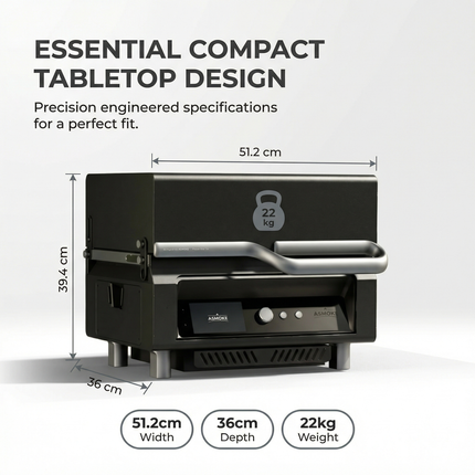 ASMOKE Essential Portable Wireless Pellet Smoker - Battery Powered 8-in-1 Mini BBQ Grill with Smart Temp Control & Meat Probe for Camping & RV.