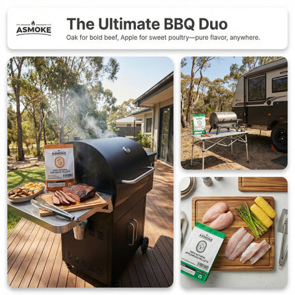 ASMOKE 4-Piece Premium Wood Pellet Variety Pack - Oak & Apple (2x Oak, 2x Apple).