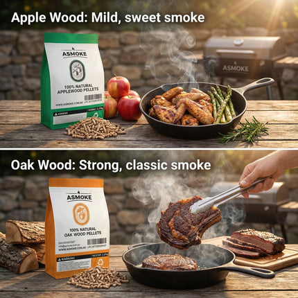 ASMOKE 4-Piece Premium Wood Pellet Variety Pack - Oak & Apple (2x Oak, 2x Apple).