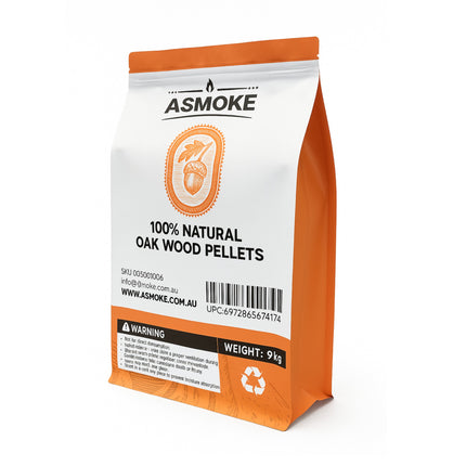 ASMOKE 100% Natural Premium Oak Wood BBQ Pellets for Smoker & Grill (9kg / 20lbs) x2.
