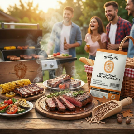 ASMOKE 100% Natural Oak Wood BBQ Pellets (2.27kg) - High Heat Hardwood for Brisket & Pizza Ovens.