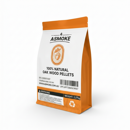 ASMOKE 100% Natural Oak Wood BBQ Pellets (2.27kg) - High Heat Hardwood for Brisket & Pizza Ovens.