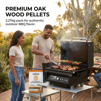 ASMOKE 19kg (40lbs) Premium Oak Wood BBQ Smoker Pellets Bulk Bundle (8 x 2.27kg Bags).