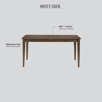 Allergo Dining Table 150cm Timber Dining Table - Cocoa.
