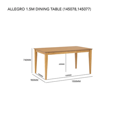 Allergo Dining Table 150cm Timber Dining Table - Natural.
