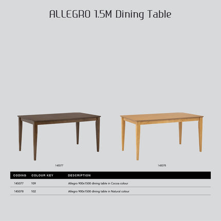 Allergo Dining Table 150cm Timber Dining Table - Natural.