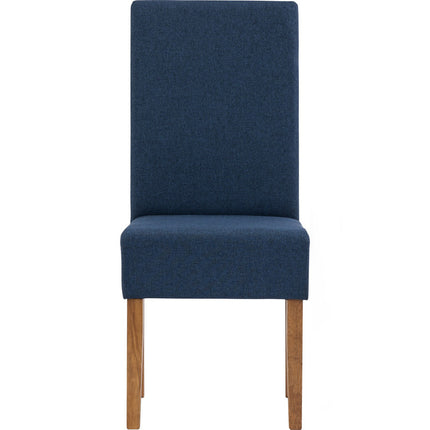 Mesi Dining Chair x2 - Natural Colour Legs Blue Colour Challis Fabric Upholstery.
