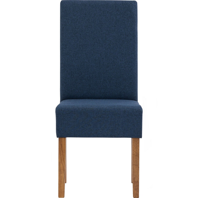 Mesi Dining Chair x2 - Natural Colour Legs Blue Colour Challis Fabric Upholstery.