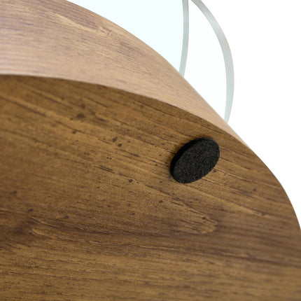 'MINORI' Double Layer Clear Tempered Glass Dark Wood Grain Coffee Table.