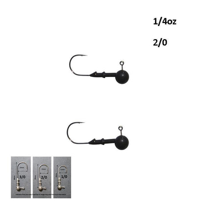 Vike 1/4 oz Round Jig Head with a Size 2/0 Hook Tungsten, 2 pack.