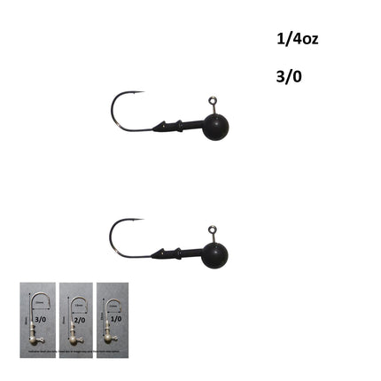 Vike 1/4 oz Round Jig Head with a Size 3/0 Hook Tungsten, 2 pack.