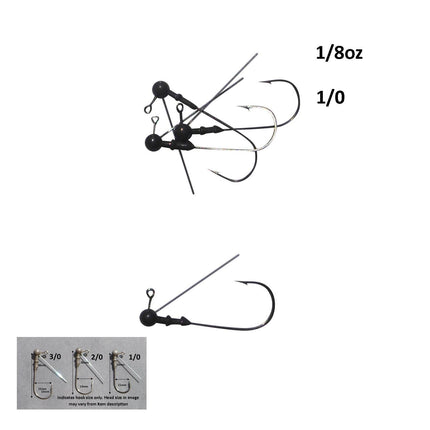 Vike 1/8 oz Weedless Round Jig Head with a Size 1/0 Hook Tungsten, 3 pack.