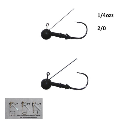 Vike 1/4 oz Weedless Round Jig Head with a Size 2/0 Hook Tungsten, 2 pack.
