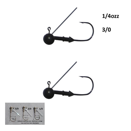 Vike 1/4 oz Weedless Round Jig Head with a Size 3/0 Hook Tungsten, 2 pack.