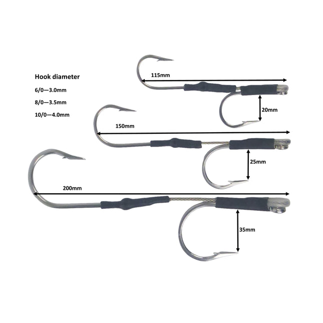 Swimerz Jigging & Trolling Hooks, 180 Double, 6/0, Qty 3.
