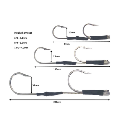 Swimerz Jigging & Trolling Hooks, Inline Double, 10/0, Qty 3.