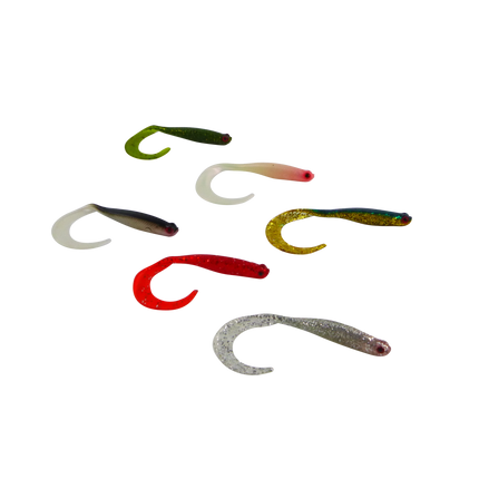 Swimerz 100 mm VTail Soft Plastic Lure Gold Glitter, 5 pack.