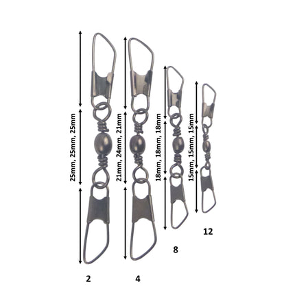 Swimerz Double Snap Barrel Swivels, Size 2, 10 pack.