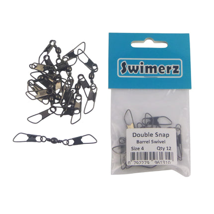 Swimerz Double Snap Barrel Swivels, Size 4, 12 pack.