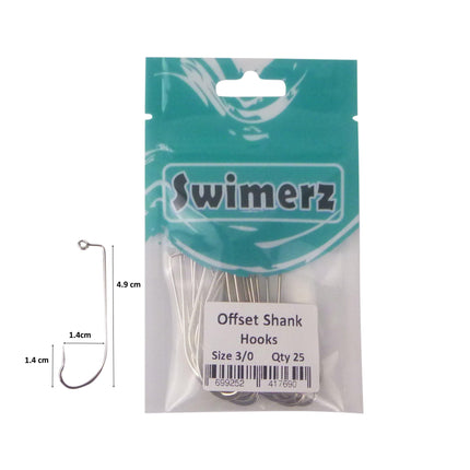 Swimerz 3/0 Offset Shank Jig Hook 25 Pack.