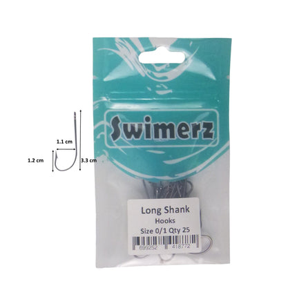Swimerz 0/1 Long Shank Worm Hook 25 Pack.