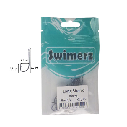 Swimerz 0/2 Long Shank Worm Hook 25 Pack.