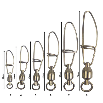 Swimerz HD Ball Bearing Swivels with Crosslock Snap, Size 7, 10 pack.
