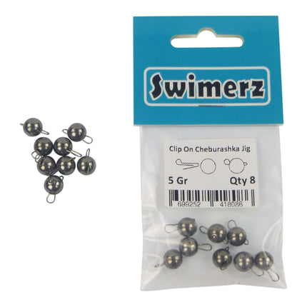 Swimerz 5 Gram Cheburashka Clip-On Jig Head 8 Pack.