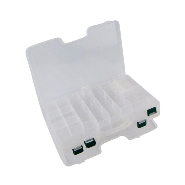 Rig Ezy 44 Compartment Double-sided Tackle Box. 295mmL x 210mmW x 6ommD.