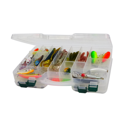 Rig Ezy 44 Compartment Double-sided Tackle Box. 295mmL x 210mmW x 6ommD.