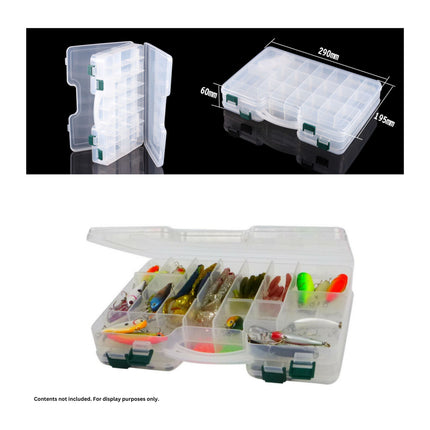 Rig Ezy 44 Compartment Double-sided Tackle Box. 295mmL x 210mmW x 6ommD.