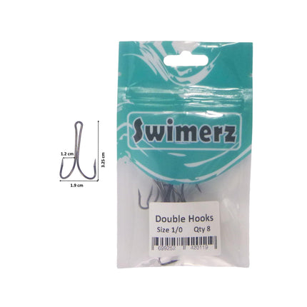 Swimerz Size 1/0 Extra Strong Double Hook 8 Pack.