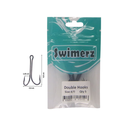 Swimerz Size 4/0 Extra Strong Double Hook 5 Pack.