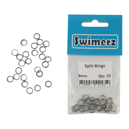 Swimerz 8mm Split Ring Stainless Steel, 25 Pack.