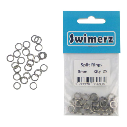 Swimerz 9mm Split Ring Stainless Steel, 25 Pack.