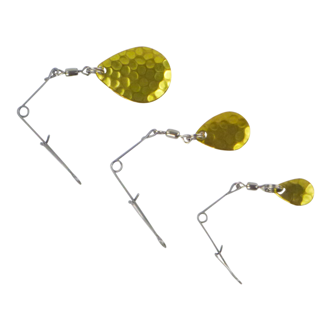 Swimerz Jig Spinner, Small, Hammered Brass, 5 Pack.