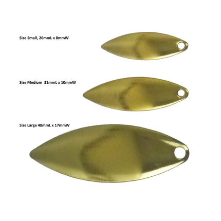 Artizan Smooth Willow Blade, Brass, 26mmL x 8mmW, Qty 5.