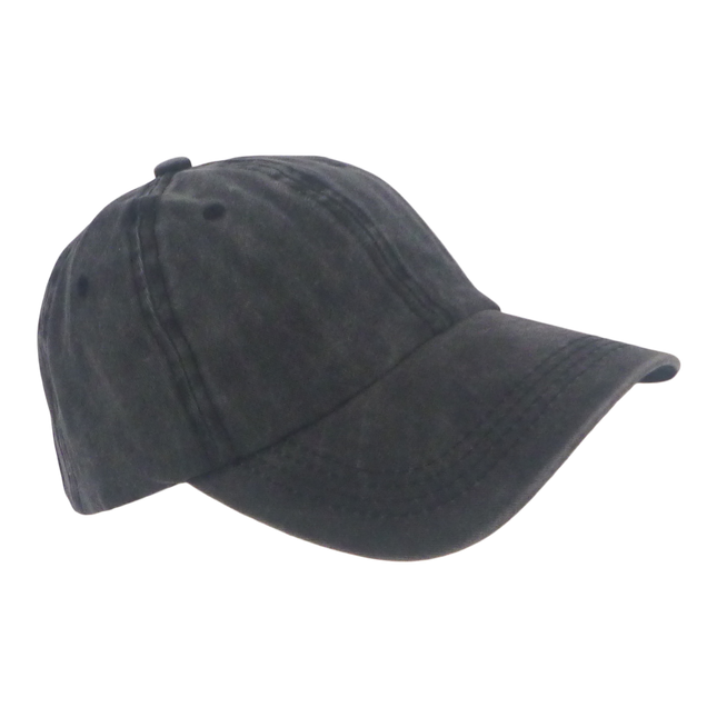 BSTC 6-Panel Baseball Cap, Distressed Cotton, Charcoal.