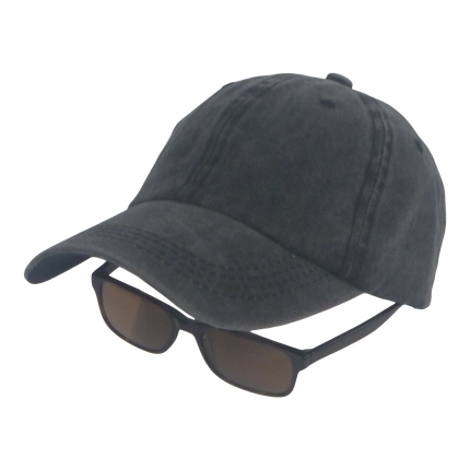 BSTC 6-Panel Baseball Cap, Distressed Cotton, Charcoal.