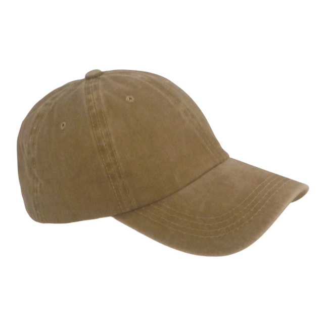 BSTC 6-Panel Baseball Cap, Distressed Cotton, Tan.