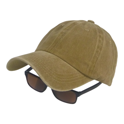 BSTC 6-Panel Baseball Cap, Distressed Cotton, Tan.