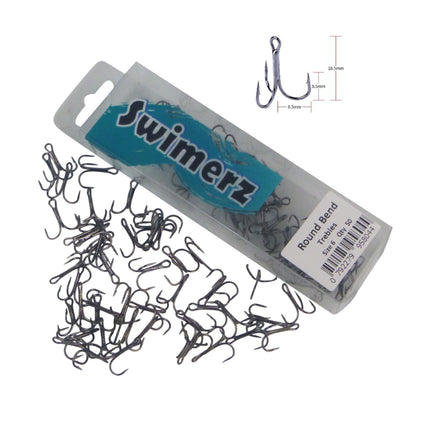 Swimerz Round Bend Trebles Size 6, 50 pack.