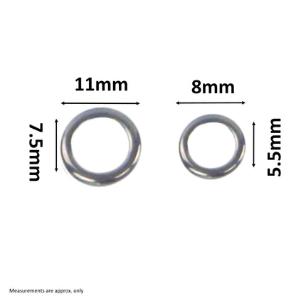 Swimerz Solid Jigging Rings, 8mm, 20 pack.