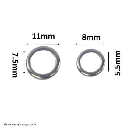 Swimerz Solid Jigging Rings, 11mm, 20 pack.