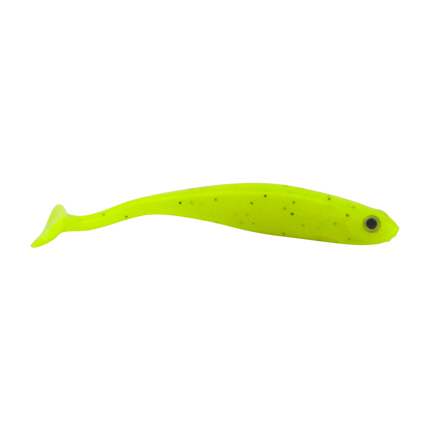 Swimerz Soft Shad 100mm Paddle Tail lure, Chartruese, 6 pack.