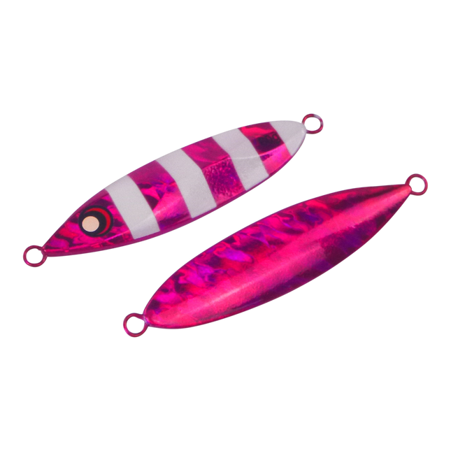 Finesse Slow Pitch Flutter Jig, 60gm, Hot Pink Stripe, 2 pack.